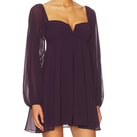 NEW Amanda Uprichard X Revolve Carrie Dress in Black Cherry Sz Medium - Picture 5 of 7